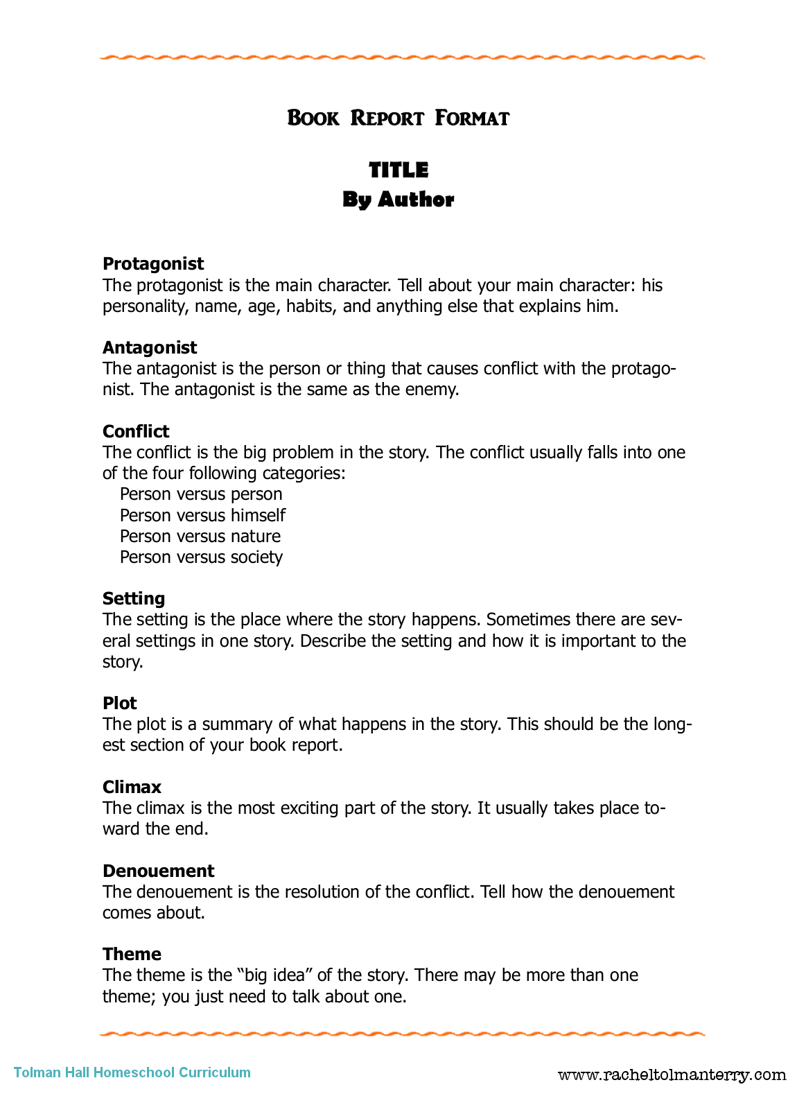 essay book report format